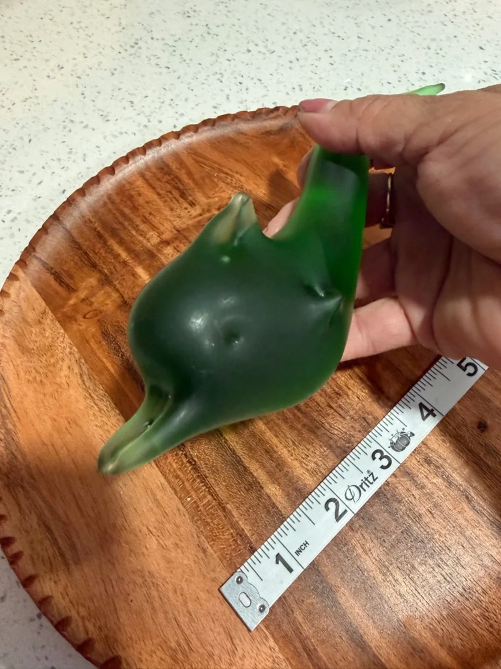 Green Glass Dolphin Figurine Decorative Pet Fish Accent